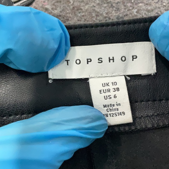 Topshop faux leather cargo trouser black high rise pants size 6 - Picture 5 of 6